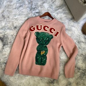 SOLD Gucci Pink Bear Embroidered Sweater